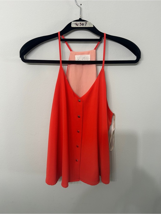 Sweet Wanderer Tops - Women’s Sweet Wanderer Coral-Red Button Front Spaghetti Strap Cami Size Large